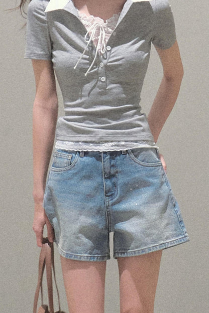 Vintage Skinny Denim Shorts