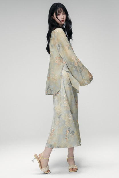 Sun Jacquard Cardigan Dress Set