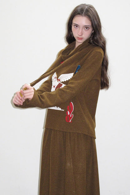 Three-Dimensional Pony Knit Top & Skirt Set