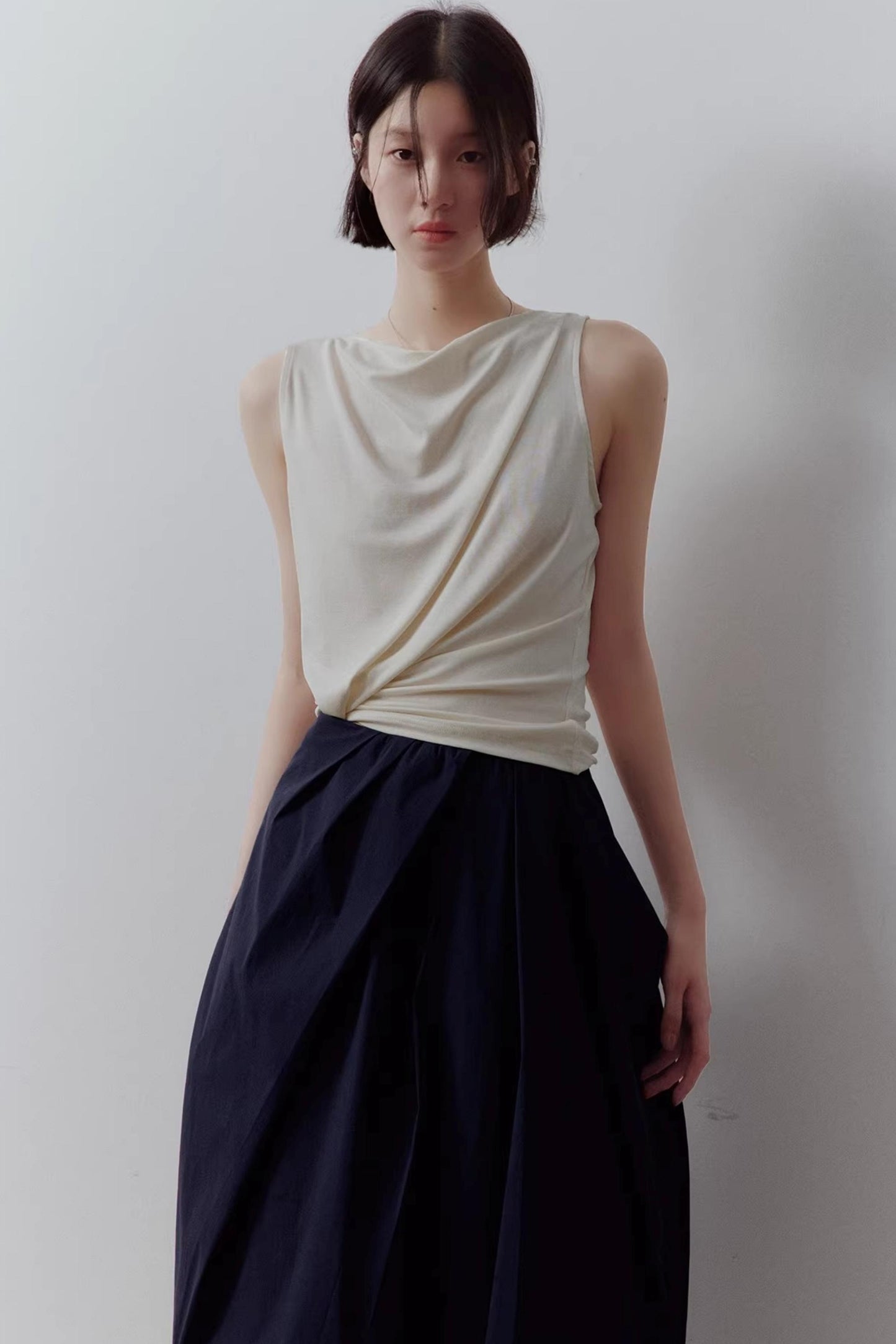 Draped Off-Shoulder Slimming Top