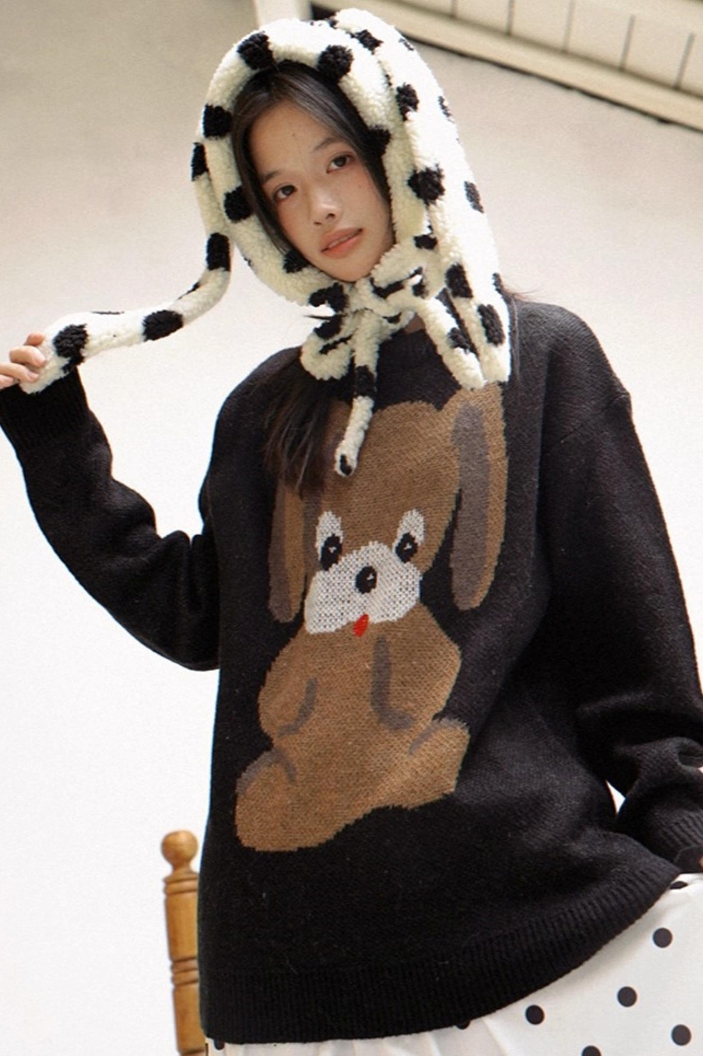 Happy Polka Dot Rabbit Ears Bow Hat