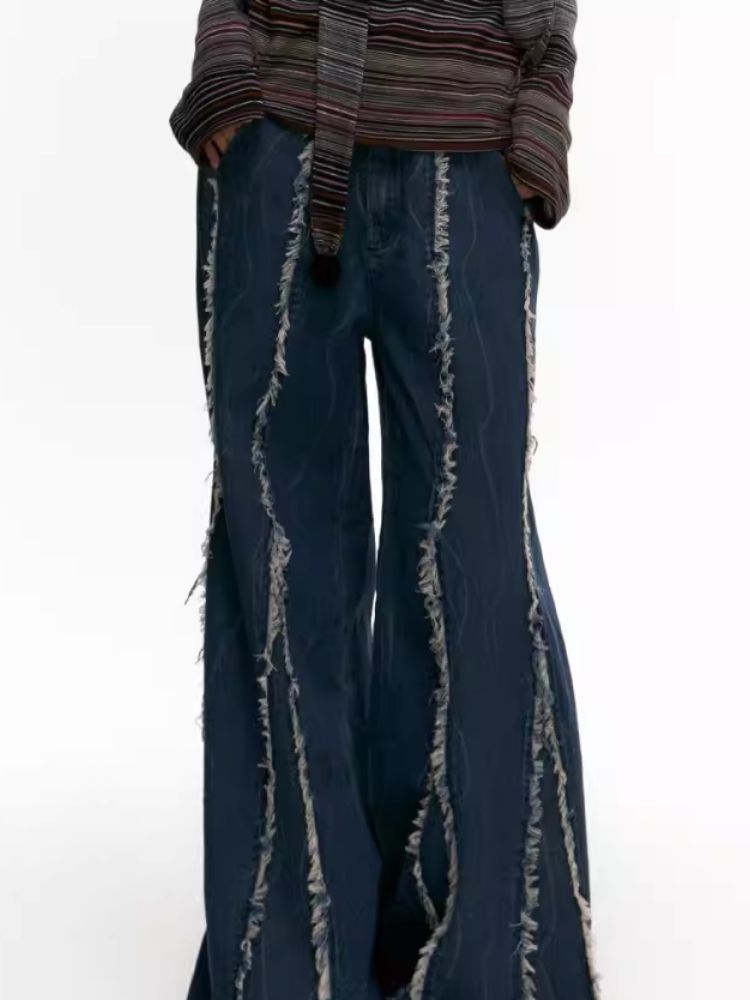 Raw Edge Wide Leg Fishtail Jeans