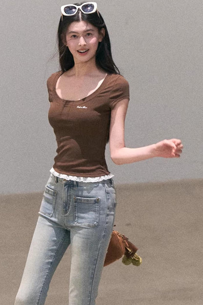 Lace Bohemian Short-Sleeve T-Shirt