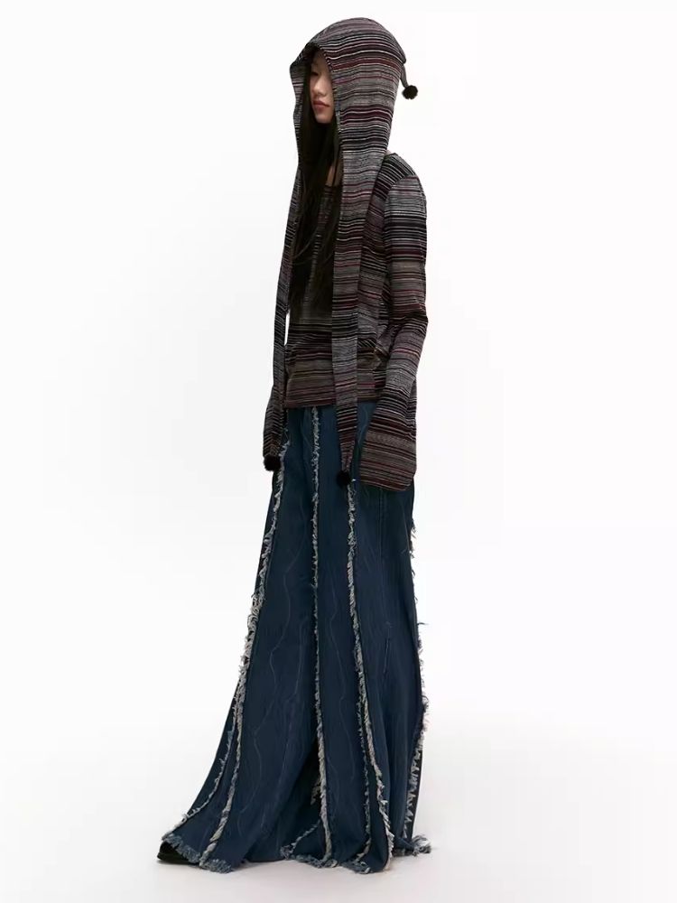 Raw Edge Wide Leg Fishtail Jeans