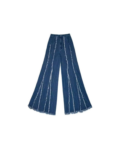 Raw Edge Wide Leg Fishtail Jeans