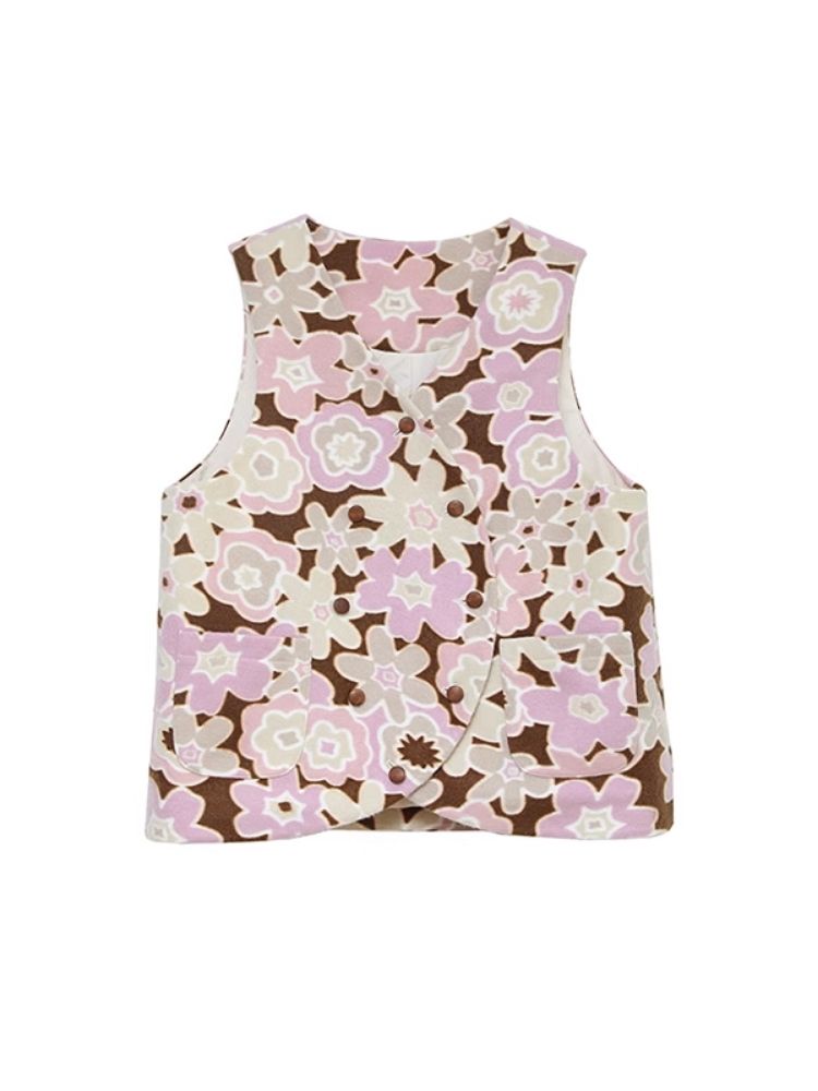 Flower Clip Thin Cotton Vest