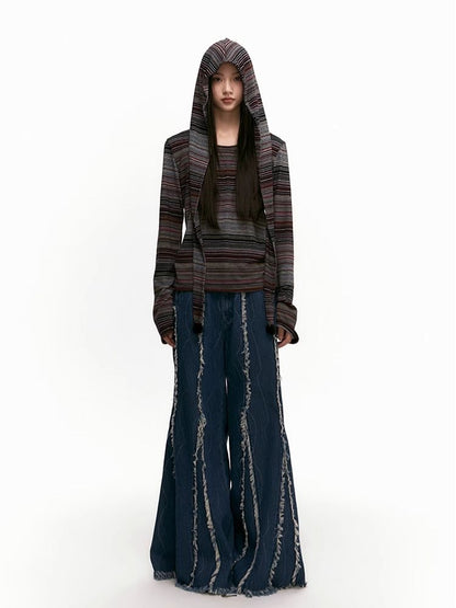 Raw Edge Wide Leg Fishtail Jeans