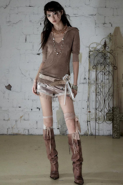 Hollow Star Knit Top