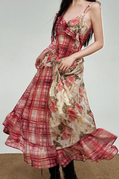 Floral Ruffle Halter Dress