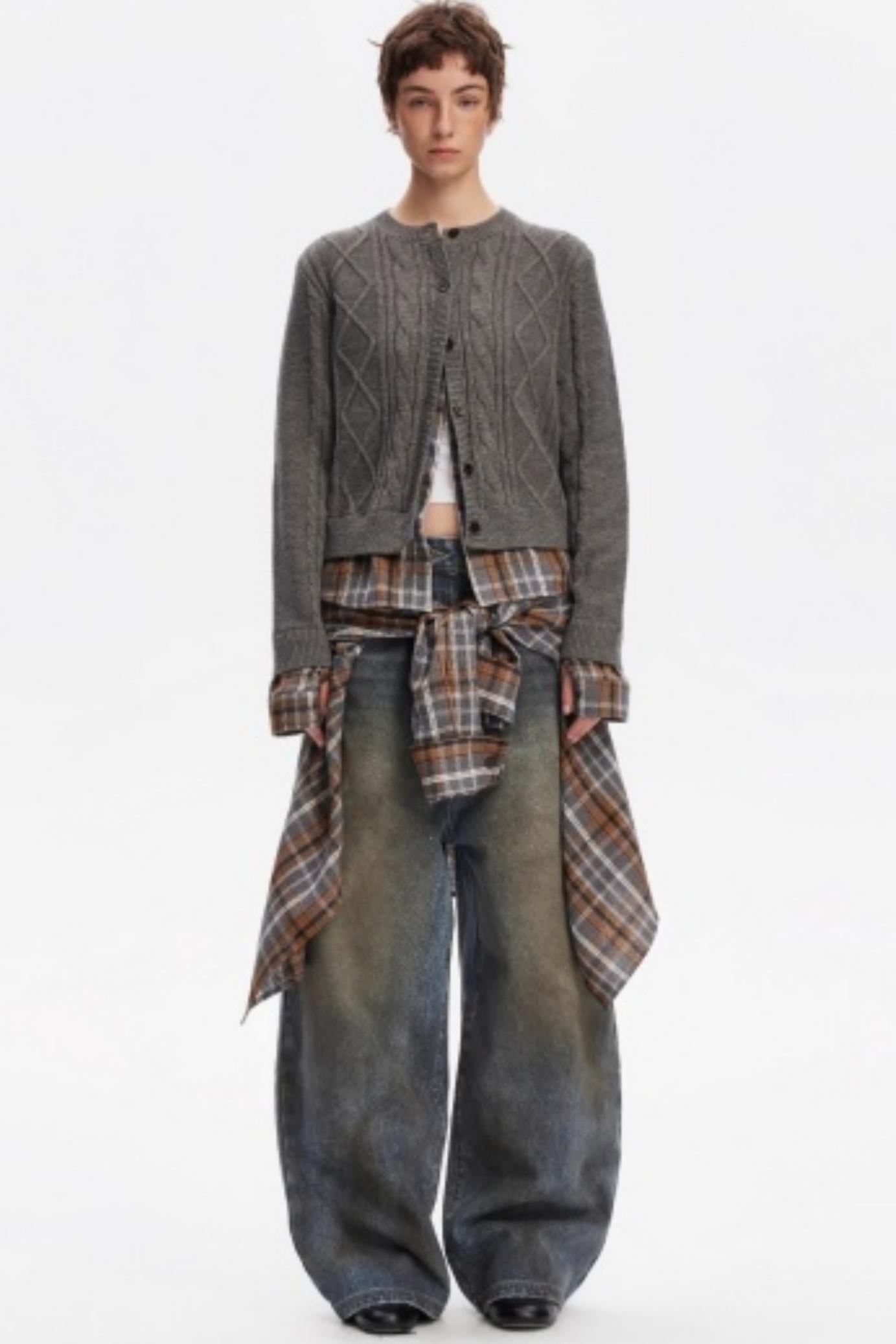 Wool Twist Pattern Cardigan Set-Up