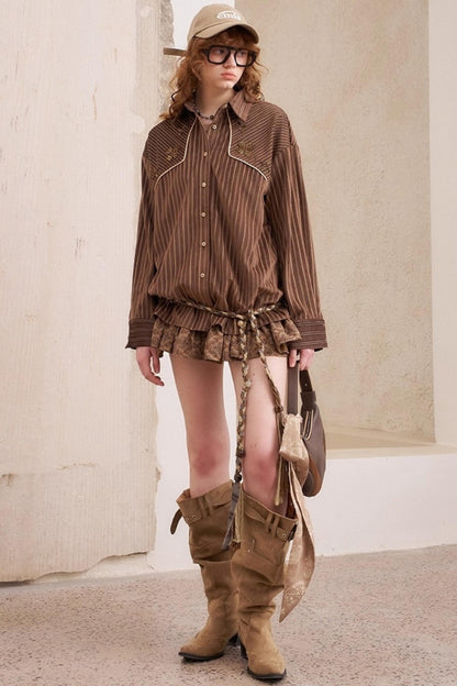 Suede Beaded Embroidered Shirt