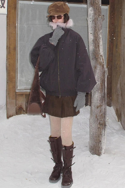 Vintage Distressed Leather Pleated Skirt