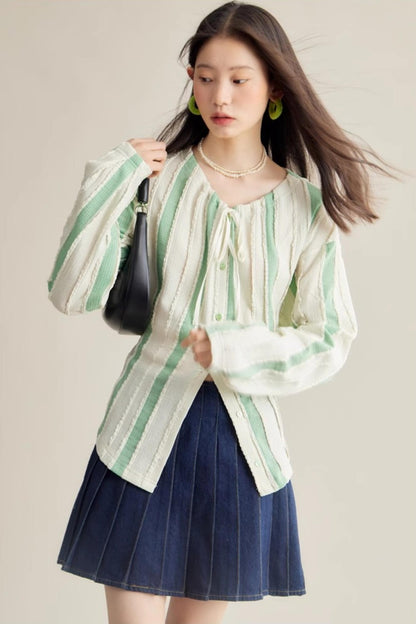 Elven Stripe Cardigan Skirt Set-Up