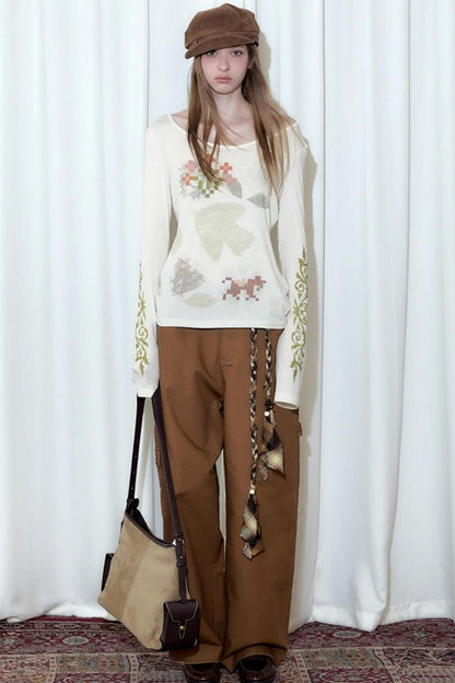 Vintage Printed U-Neck Slim T-Shirt