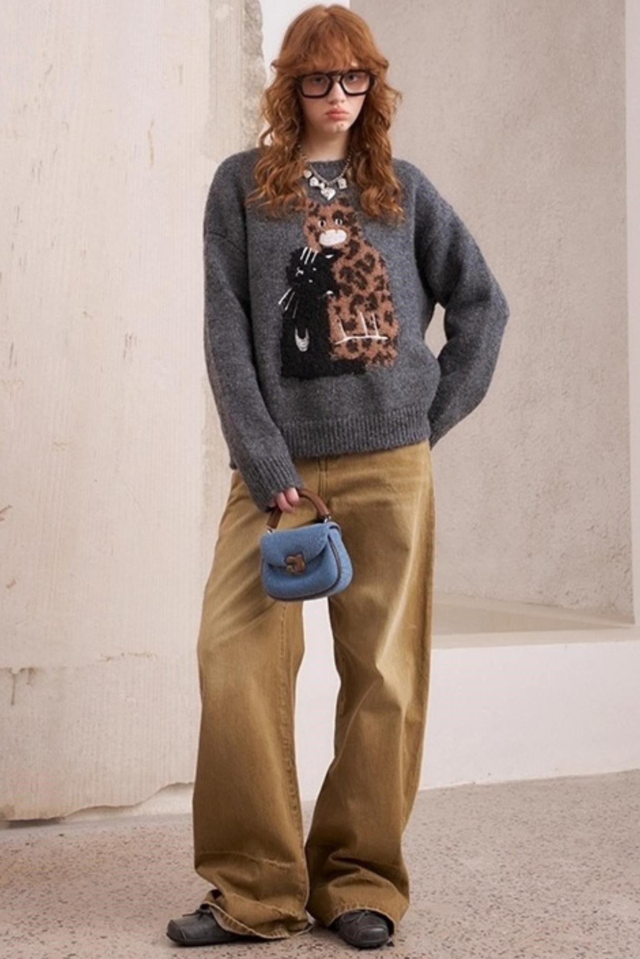 Embroidered Crew Neck Sweater