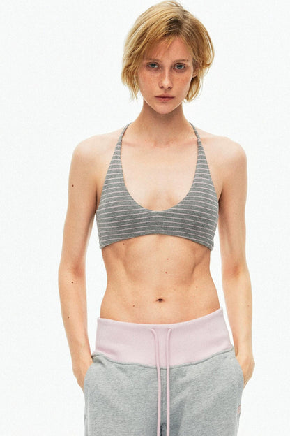 Lace-Up Striped Halter Bikini