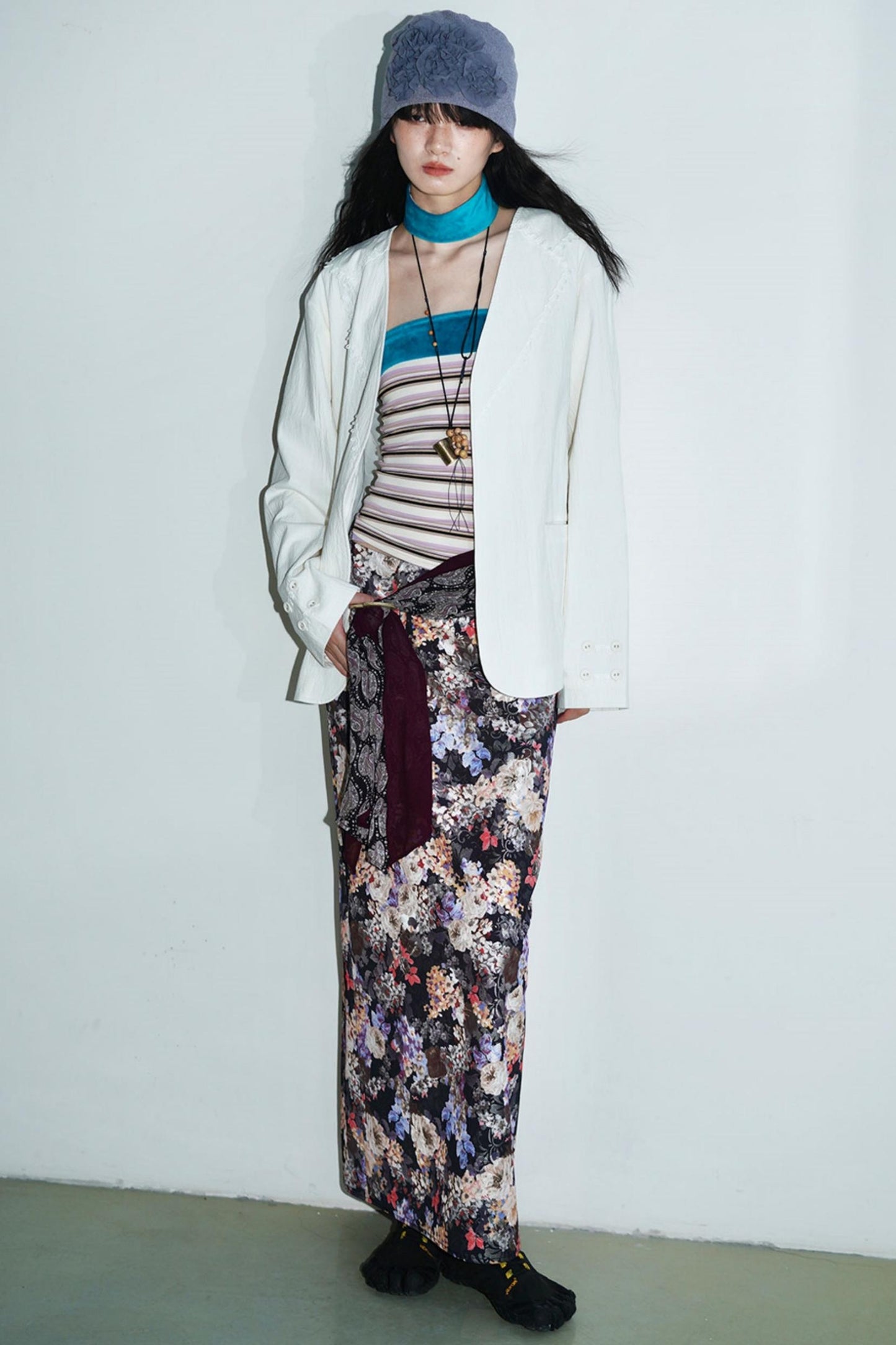 Gold Floral Pleated Skirt