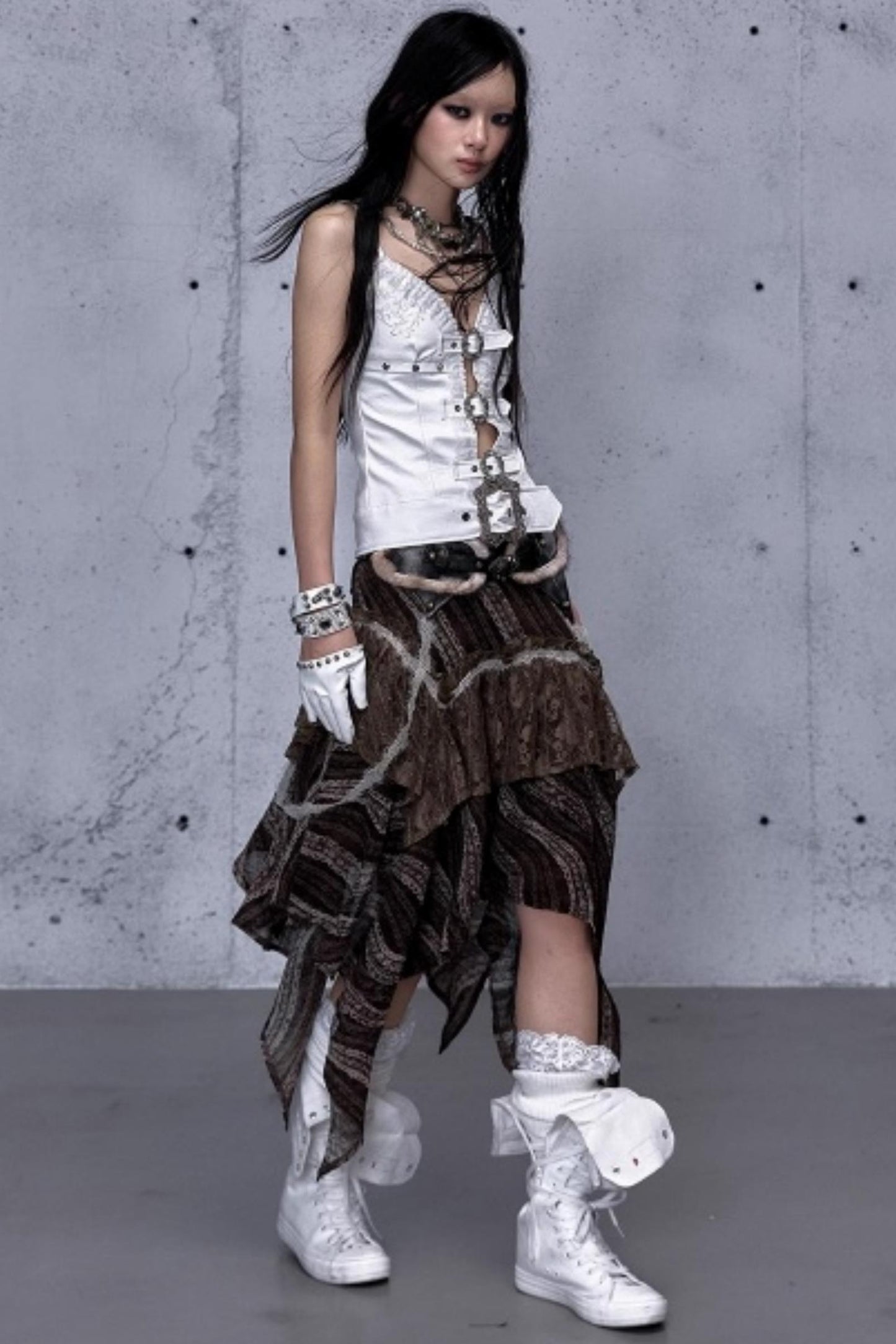 Embroidered Lace Leather Camisole