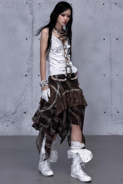 Embroidered Lace Leather Camisole