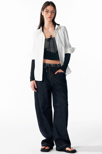 Versatile Cropped Shoulder Shirt