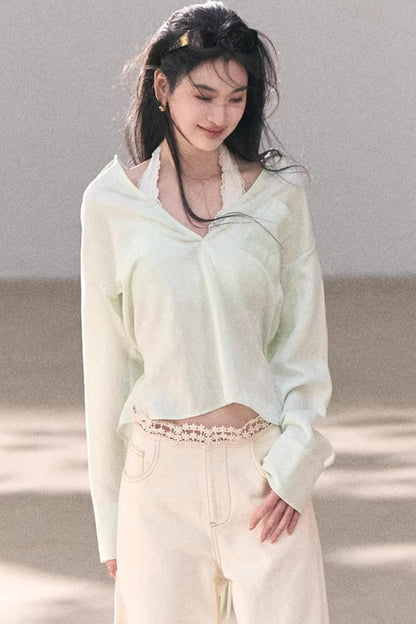 Lace-Trimmed Halter Neck Camisole