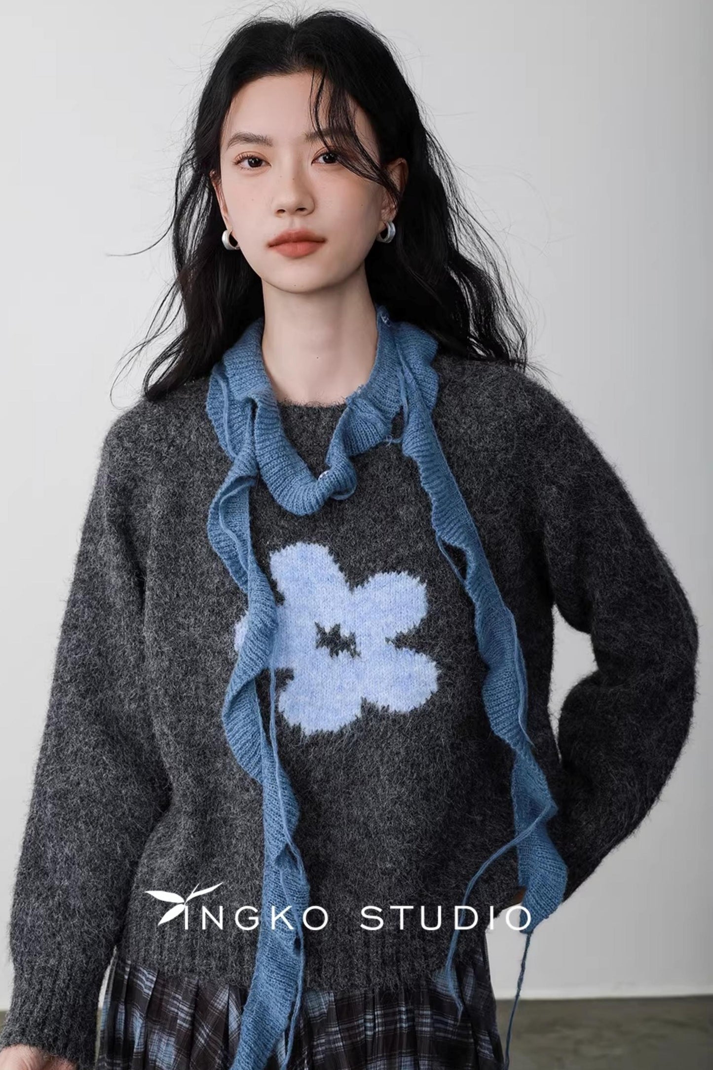 Misty Blue Latte Scarf