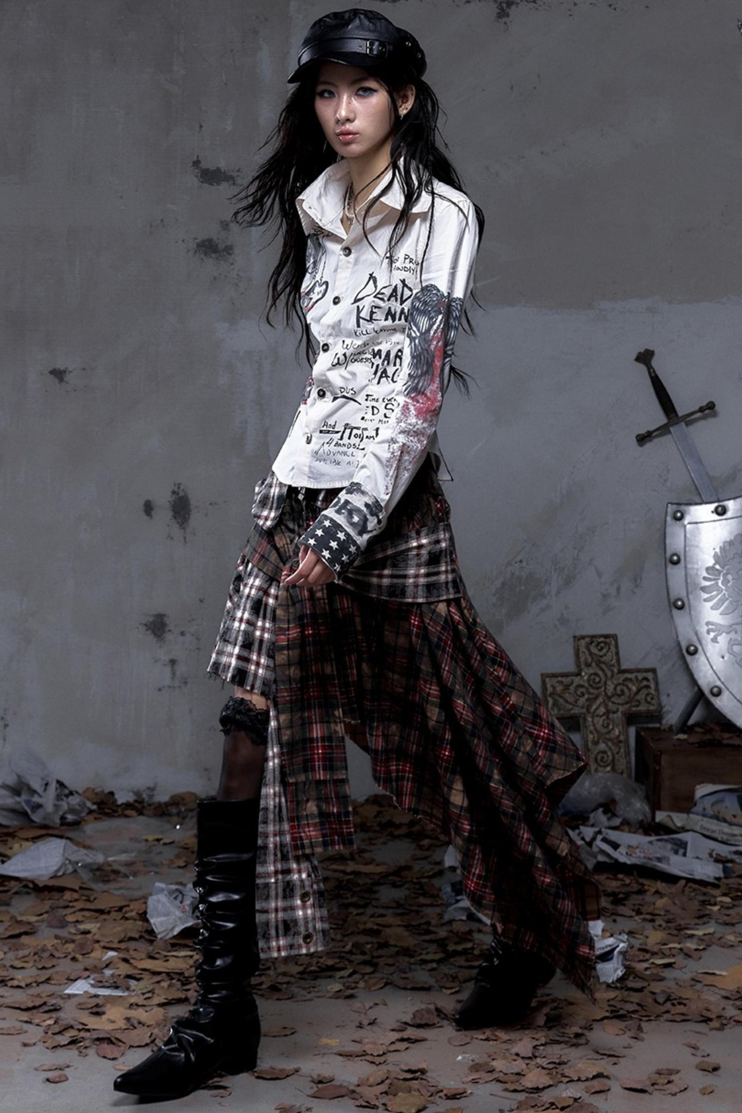 Vintage Punk Plaid Skirt