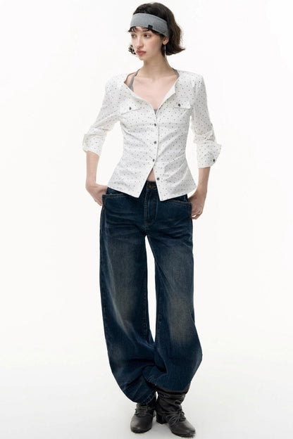 Loose Straight Wide-Leg Scimitar Jeans