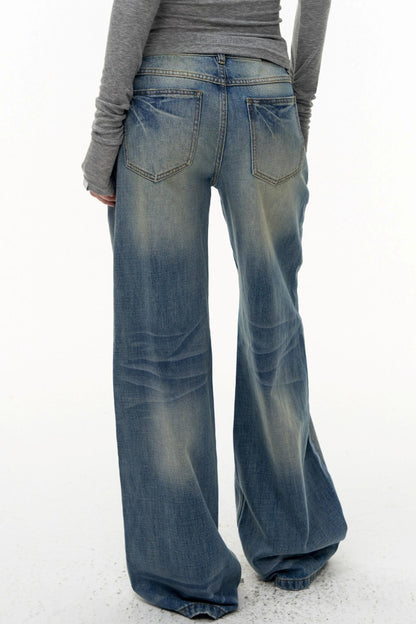 Loose Straight Wide-Leg Scimitar Jeans