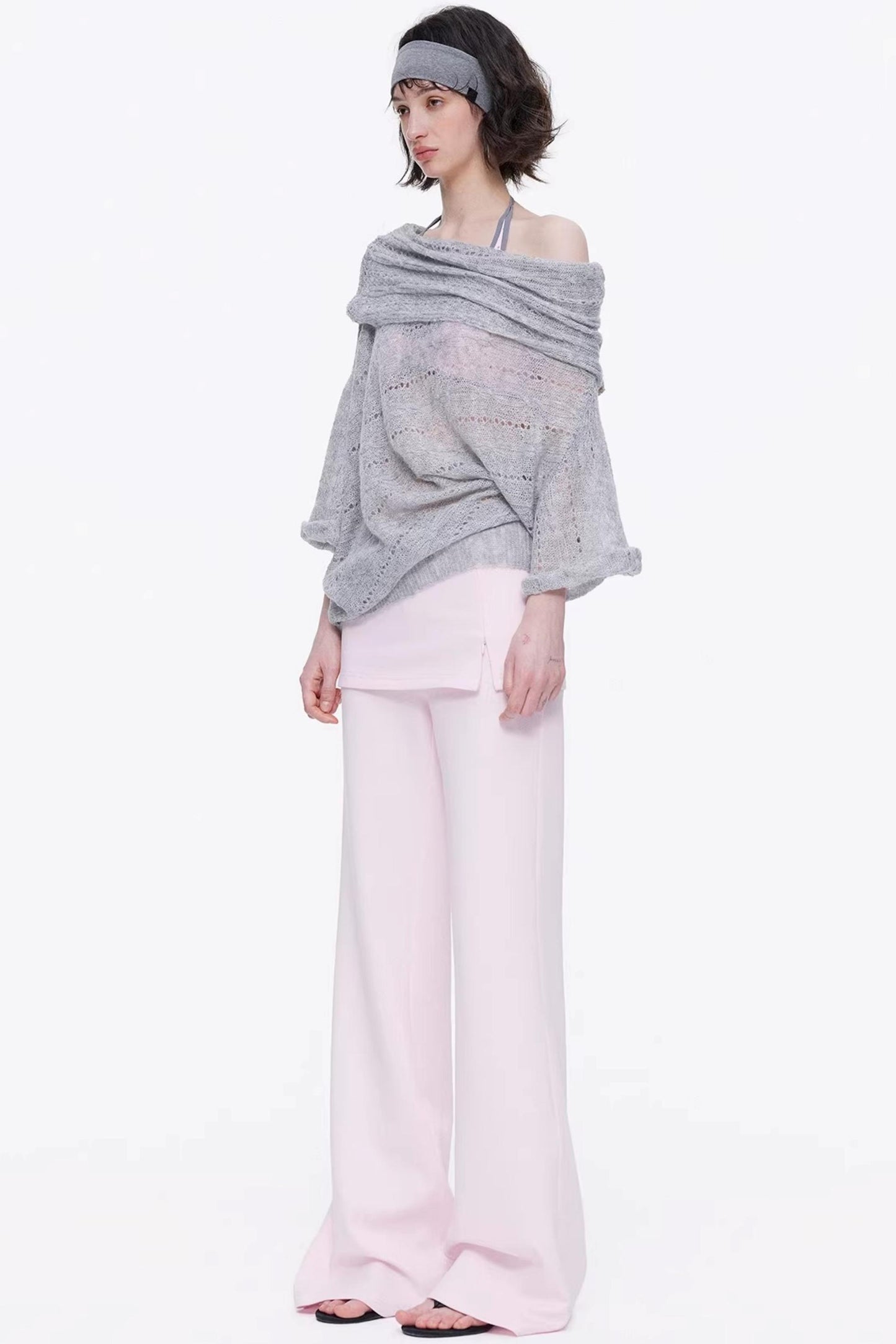 One-Shoulder Oversized Knit Blouse