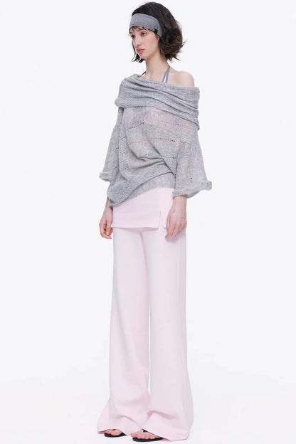 One-Shoulder Oversized Knit Blouse
