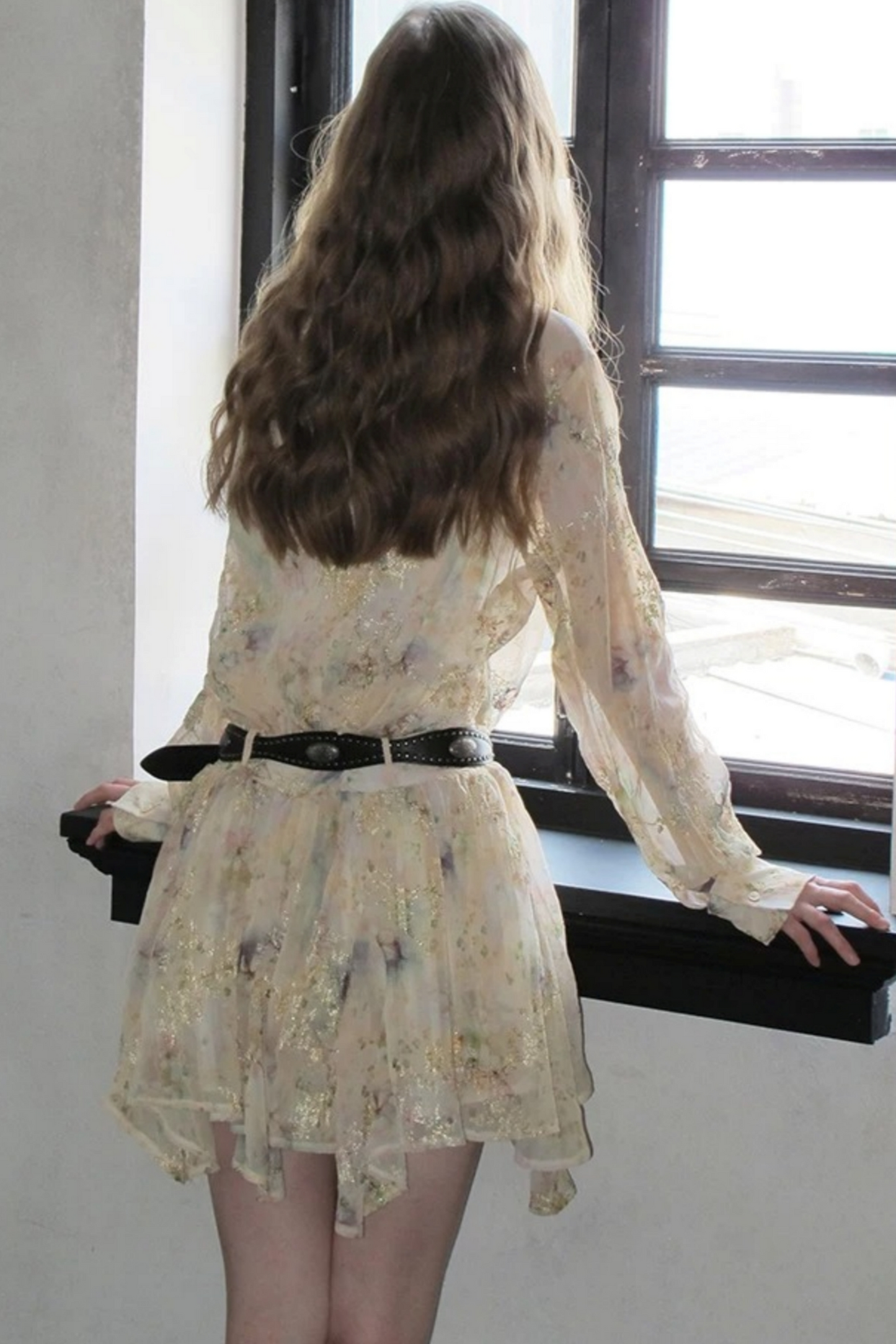 Sunset Embroidery Pleated Dress Set