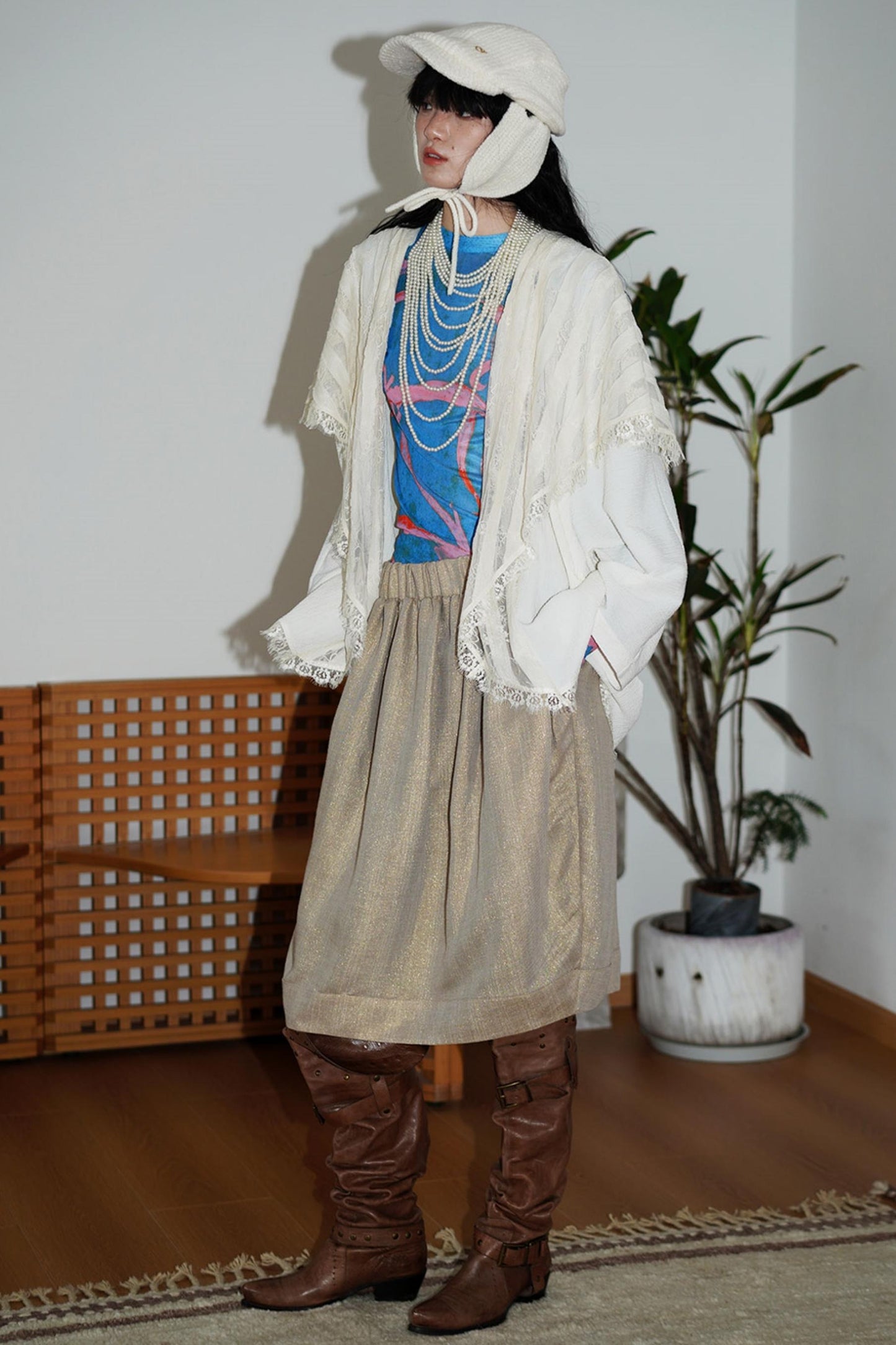 Vintage Paneled Lace Cropped Cardigan Coat