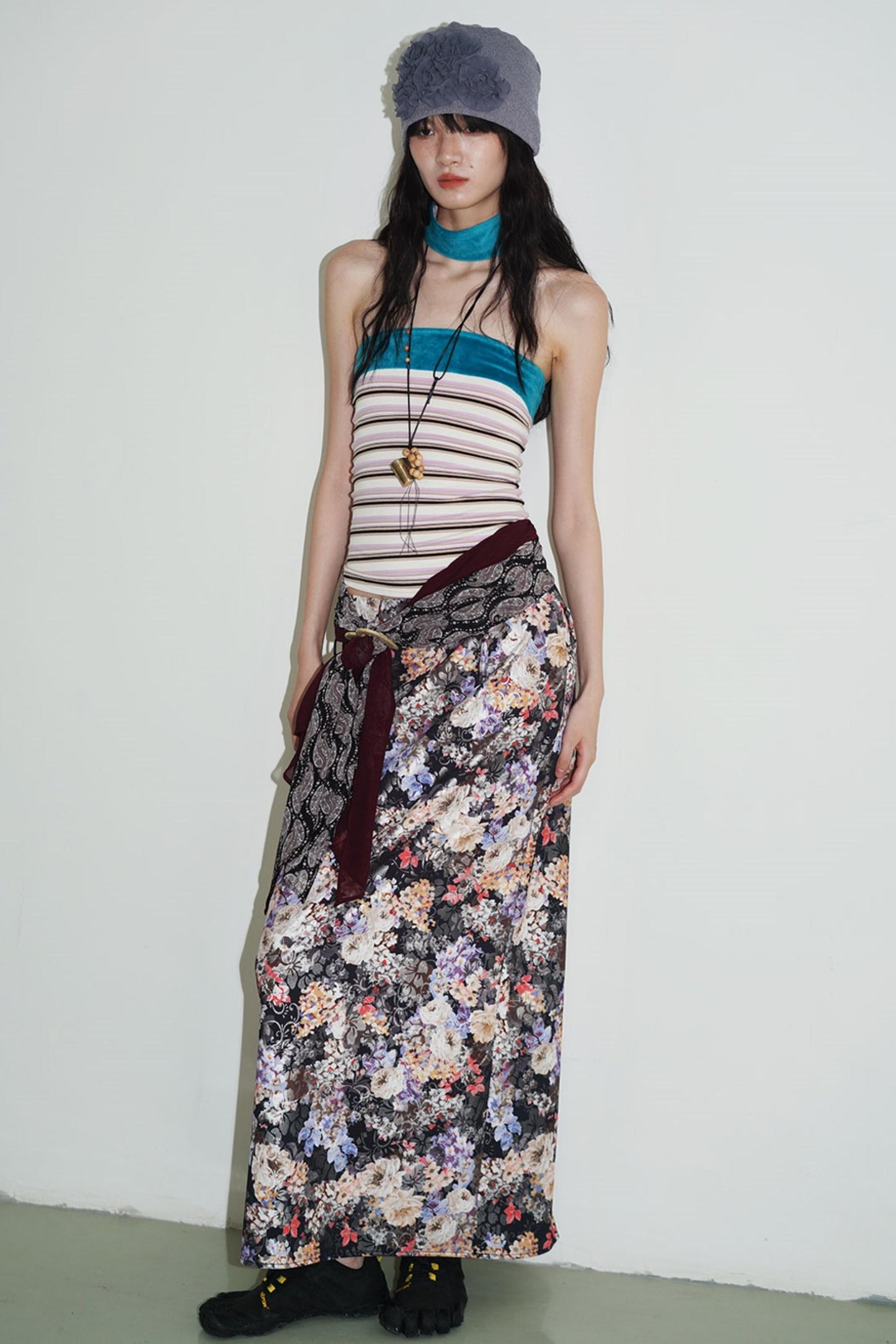 Vintage Striped Bandeau Set