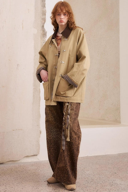 Leopard Print Straight Loose Pants