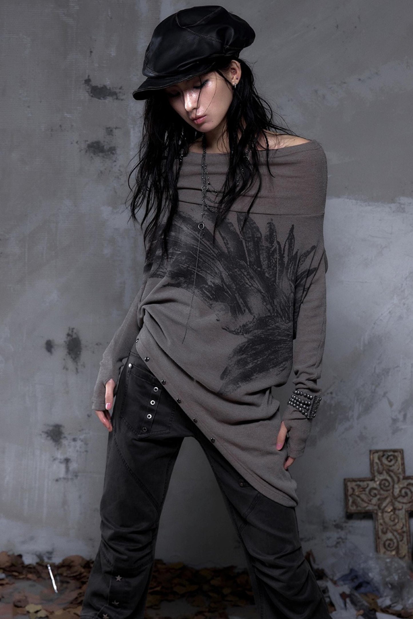 Wasteland Swing Collar Knitted Tops