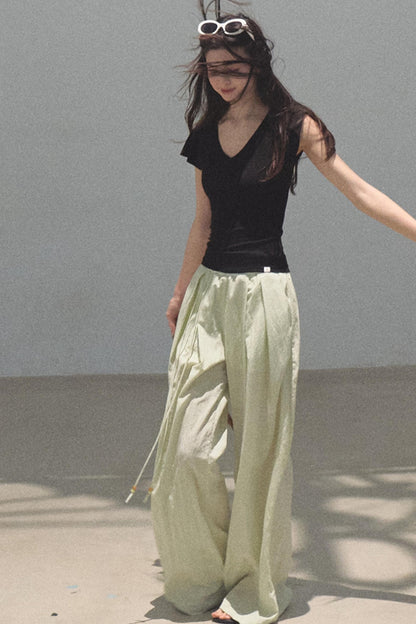 Green Apples Sleeve V-Neck Skinny Top