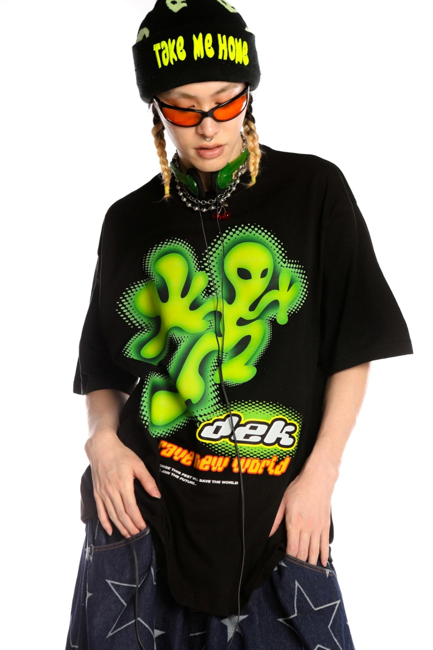 Retro Alien Streetwear Oberteil 