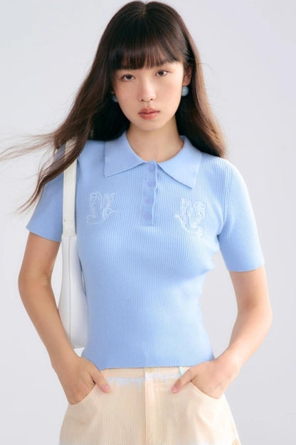 Asuka Love Poems Embroidery Polo Shirt