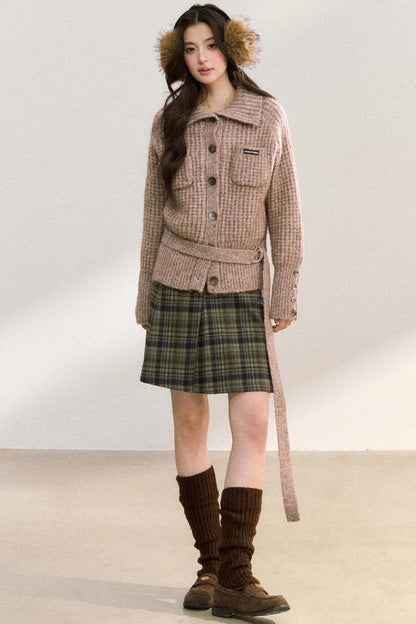 Double Pocket Button-Up Knit Jacket