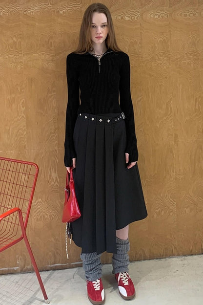 Stand-Up Collar Bottom Sweater