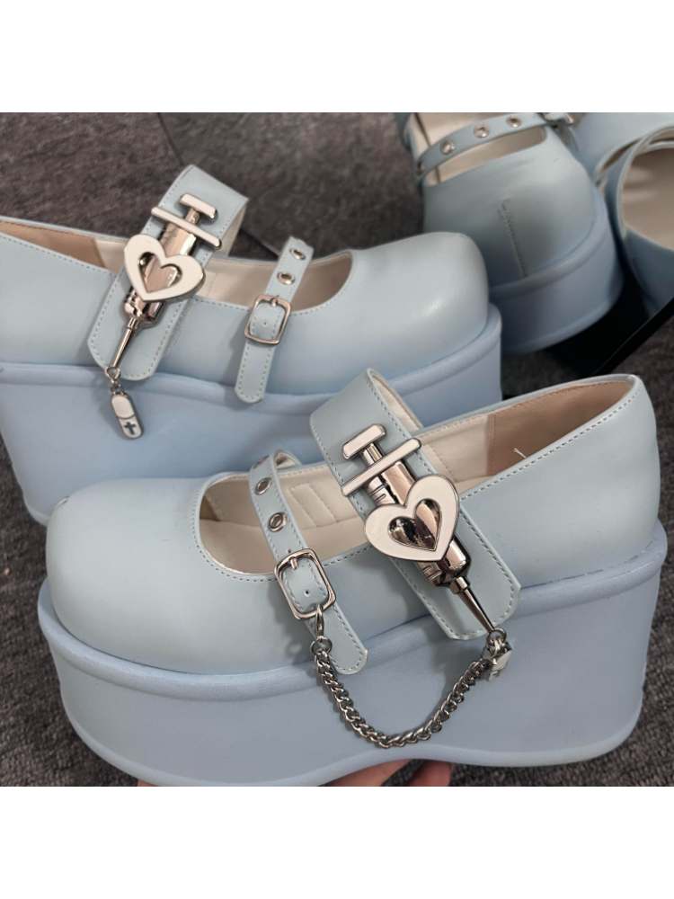 Y2K Medical Heart Syringe Charm Platform Shoes