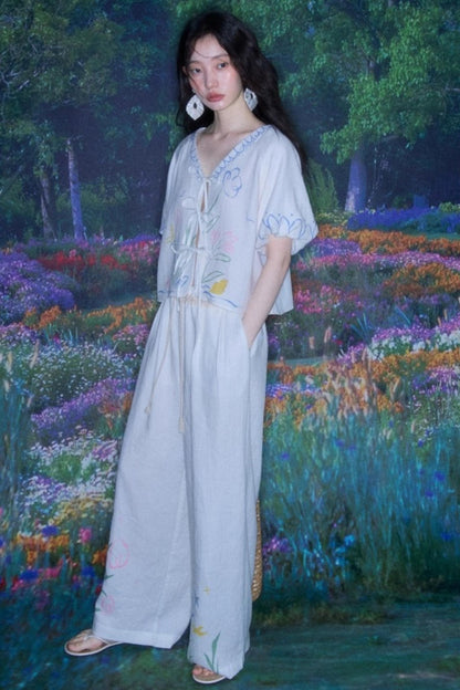 Morning Dew Tulip Tencel Linen Strappy Set-Up