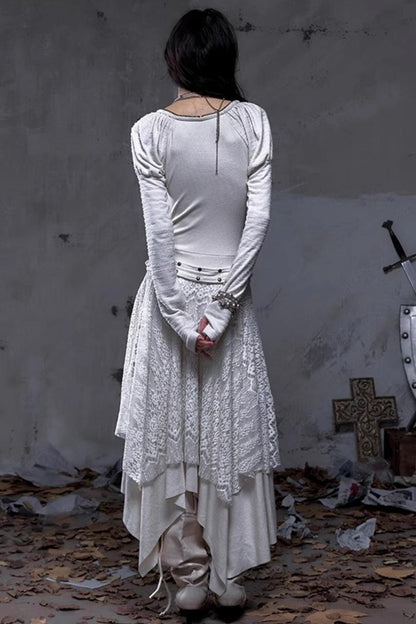 Court Dream Puff Sleeve Lace Maxi Dress