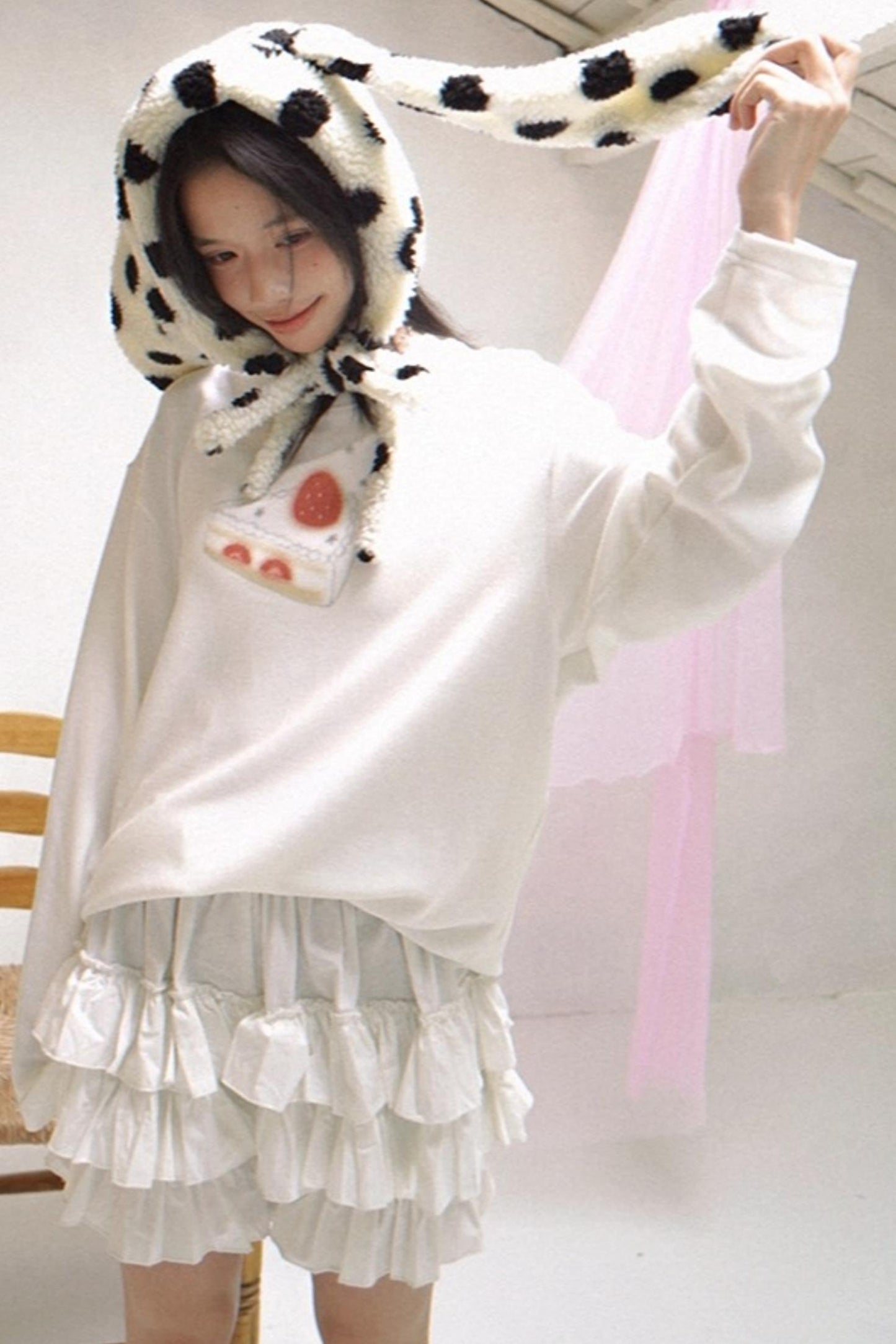 Happy Polka Dot Rabbit Ears Bow Hat