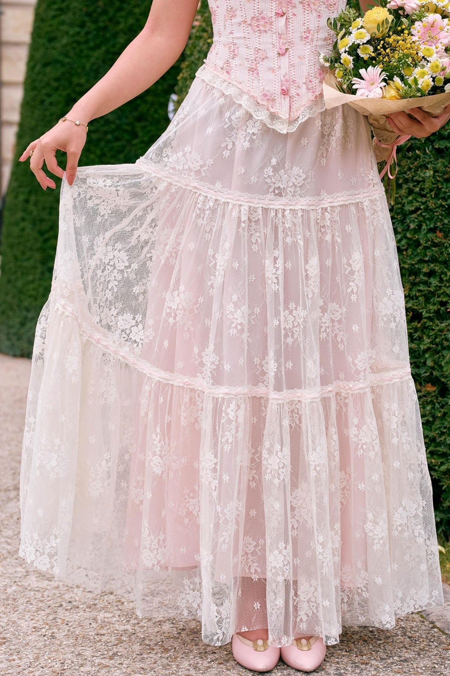 Morning Dew Lace Skirt Set-Up