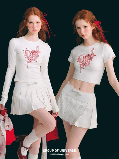 A-Line Stitch Pleated Mini Skirt