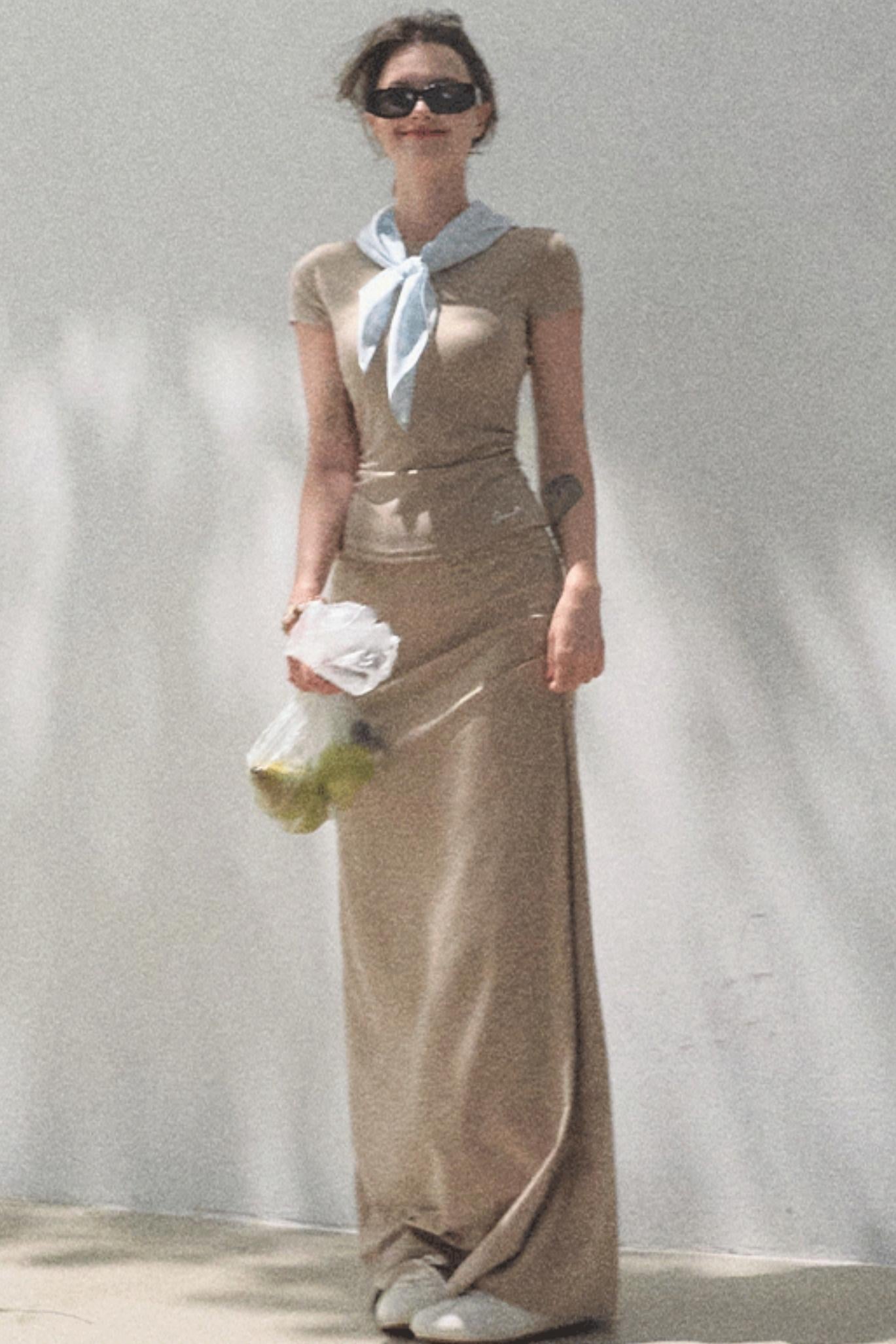 Lace-Trimmed High Waist Skirt