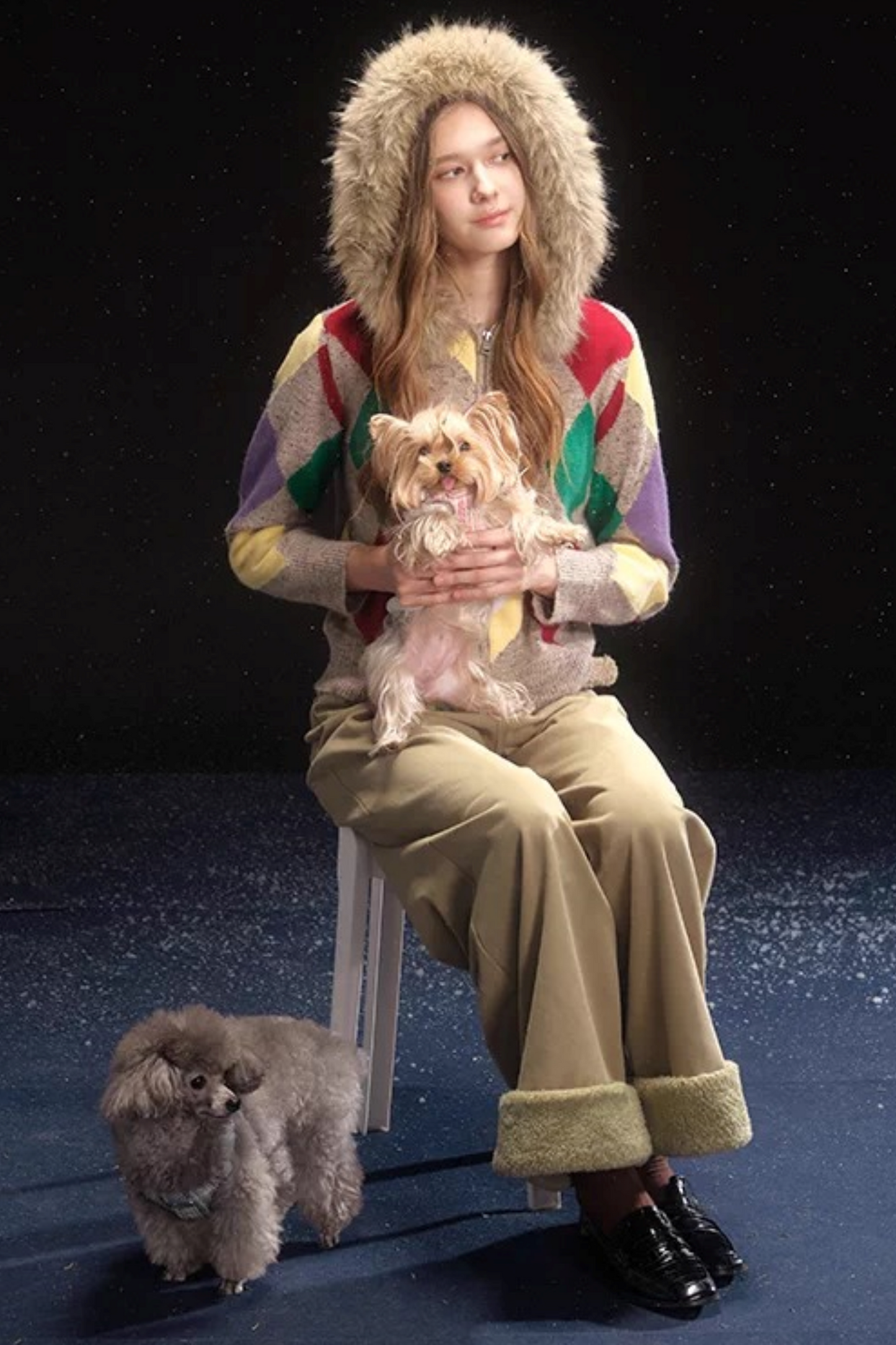 Checkered Argyle Wool Sweater Outer