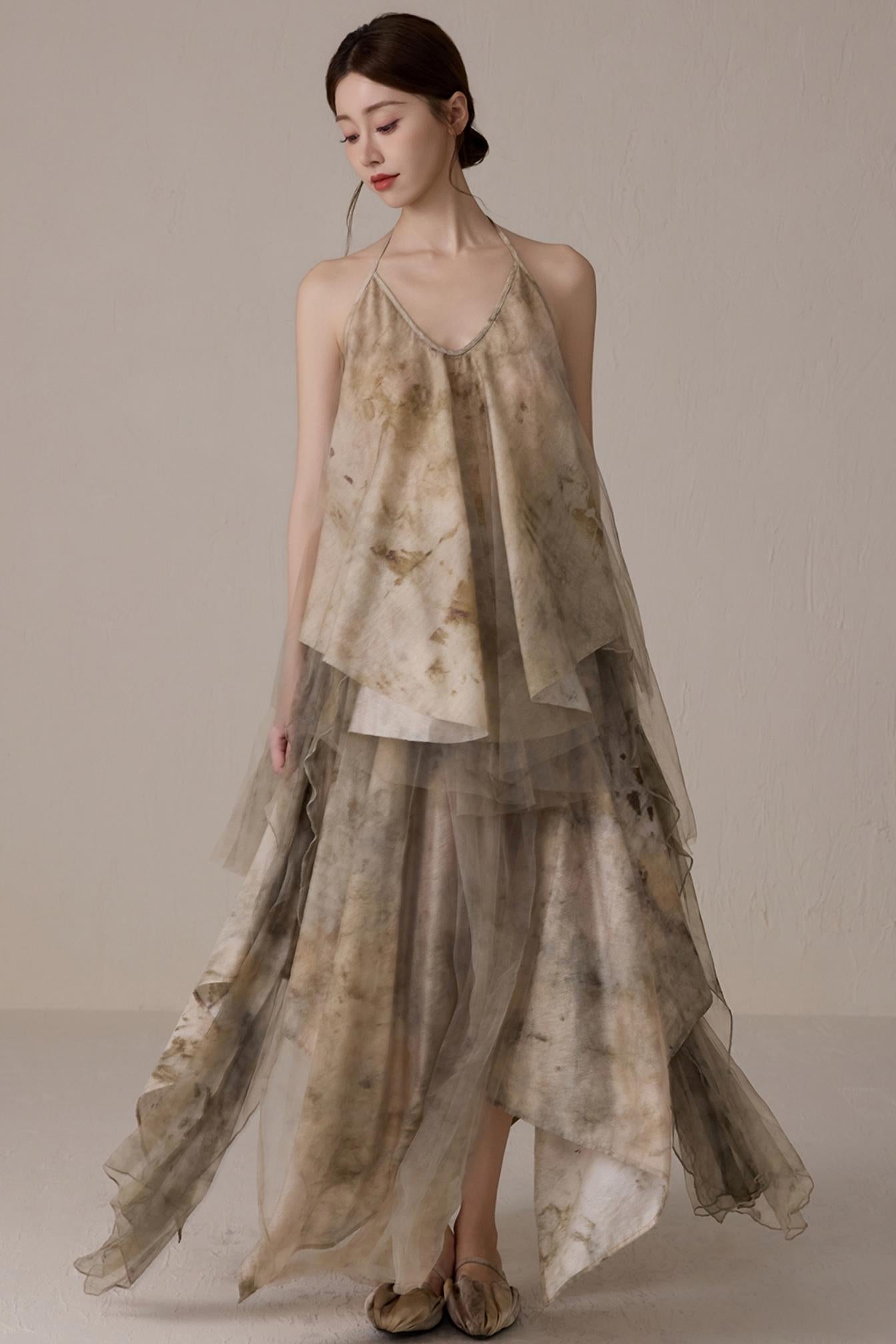 Floral Mesh Tie Neck Camisole